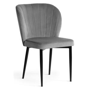 Krzesło SHELLY velvet/szary/czarny/BL14 - Szary