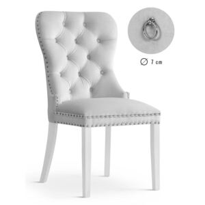 Krzesło MADAME srebrny/ noga biała/ BL03 - Srebrny