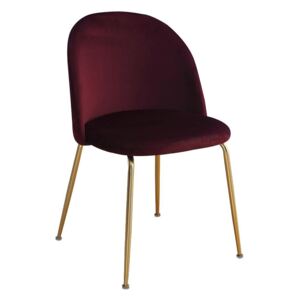 Krzesło FORLI burgundowy aksamit/ noga złota - Czerwony