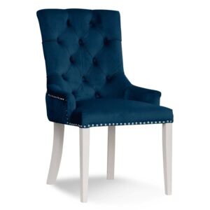 Krzesło AUGUST niebieski/ noga biała/ BL86 - Niebieski