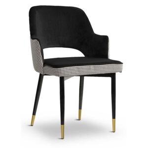 Krzesło CESAR pepitka+czarny/noga czarno-złota/BL19 - Czarny