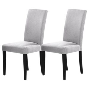 SELSEY Zestaw dwóch krzeseł tapicerowanych Aterin szare na czarnej podstawie