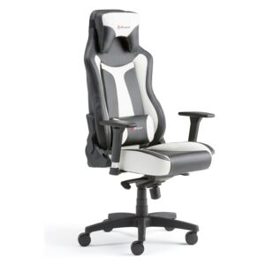 Krzesło gamingowe LINCOLN, skóra ekologiczna, czarno-biały
