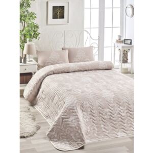 Zestaw narzuty na łóżko i poszewki na poduszkę z domieszką bawełny Kralice Mink, 160x220 cm