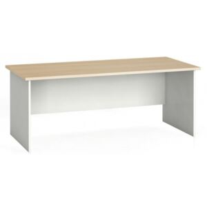 Stół biurowy ergonomiczny 180 x 120 cm, biały/dąb naturalny, prawy