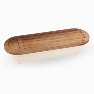 Lunasol - Pojemnik z przykrywką na bagietkę / deska do krojenia z agatowego drewna - Basic (593064)
