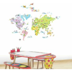 Zestaw naklejek ściennych Ambiance World Map for Children
