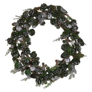 Wieniec świąteczny ⌀ 50 cm zielono-srebrny FILPUS