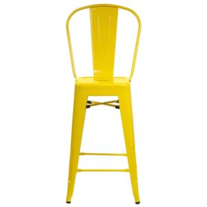 Stołek barowy Paris Back żółty inspirowany Tolix - Żółty