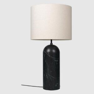 GUBI lampa podłogowa GRAVITY XL NISKA czarny marmur/naturalne płótno