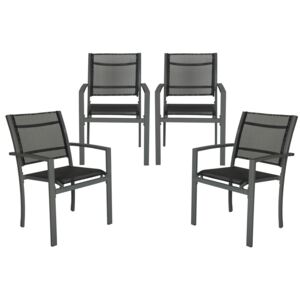 Zestaw 4 x Krzesło ogrodowe czarny/antracyt