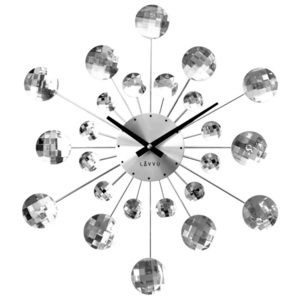Zegar ścienny Lavvu Crystal Sunlight srebrny, śr. 49 cm