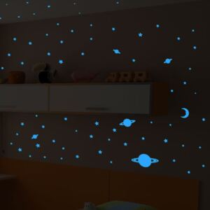 Komplet 150 niebieskich świecących naklejek dziecięcych Ambiance Universe