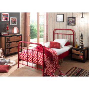 Metalowe łóżko New York dla dziecka - czerwone 96x212 cm