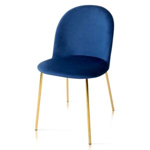 Krzesło w niebieskim aksamicie Missio złote nóżki