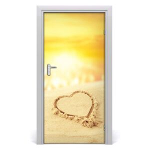 Naklejka na drzwi samoprzylepna Serce na plaży