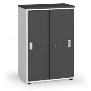 Szafa biurowa przesuwne drzwi, 1087x800x420 mm, biały/grafitowy
