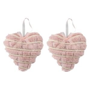Zestaw ozdób pluszowych Altom „Hearts” 15 cm, 2 szt., różowy