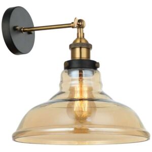 Kinkiet LAMPA ścienna HUBERT MBM-2381/1 GD+AMB Italux skandynawska OPRAWA loftowa szklana new york bursztynowa