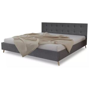 Łóżko z drewnianą ramą z materiałowym CIEMNO SZARYM obiciem 200x180 cm