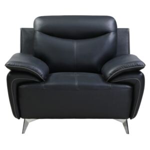 Fotel QUIRIN ze skóry bawolej premium - Kolor czarny z antracytową lamówką