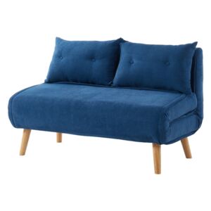 Rozkładana 2-osobowa sofa z tkaniny VALERIO - Kolor niebieski