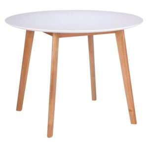 Biały stół z nogami z drewna kauczukowego sømcasa Monna, ⌀ 100 cm