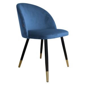 Krzesło CLAUDINE 1 VELVET GOLD ciemno niebieskie ☞ Kupuj w Sprawdzonych i wysoko Ocenianych sklepach