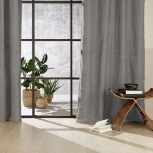 Zasłona wykonana z bawełny, szara i ze wzorami, idealna do okien w salonie