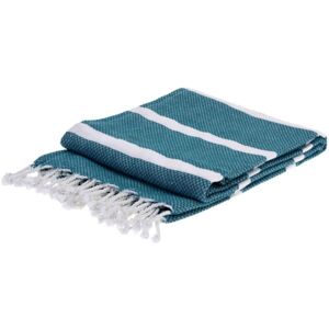 Ręcznik hammam prostokątny, kolor turkusowy z białymi pasami 150x 90 cm