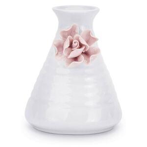 Wazon na kwiaty ceramiczny RÓŻA BURBOŃSKA BIAŁY 11 cm