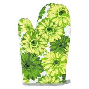 Rękawica kuchenna Kwiaty zielona, 28 x 18 cm