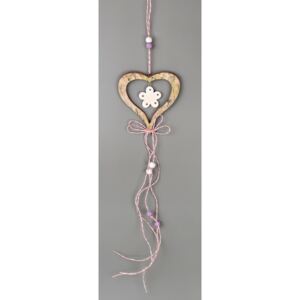 Drewniana dekoracja wisząca Serce brązowy, 50 cm