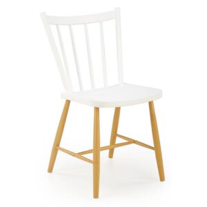 Krzesło z tworzywa metalowe nogi VILA biały-naturalny