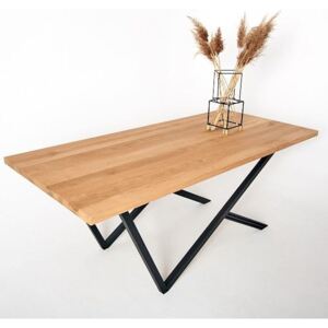 Nowoczesny dębowy stół LEONARD na metalowych nogach / 180x90 cm