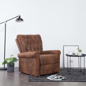 Fotel rozkładany, brązowy, sztuczna skóra zamszowa