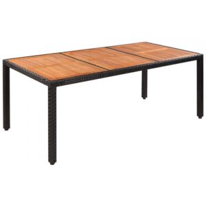 Stół do ogrodu, rattan PE i drewno akacjowe, 190x90x75 cm