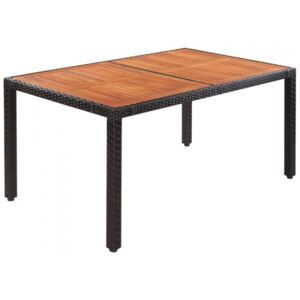 Stół do ogrodu, rattan PE i drewno akacjowe, 150x90x75 cm