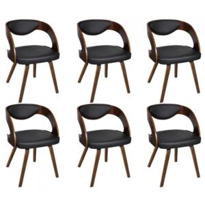 Krzesła do jadalni 6 szt. drewno i sztuczna skóra brązowe