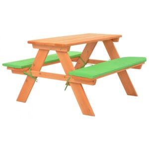 Dziecięcy stolik piknikowy z ławkami, 89x79x50 cm, lita jodła