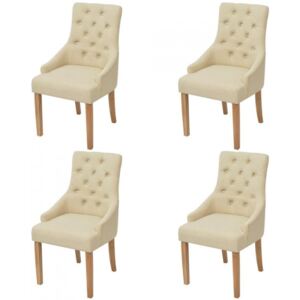 Krzesła do jadalni 4szt. dębowe tapicerowane tkaniną kremowe