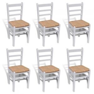 Białe drewniane krzesła jadalniane 6 szt