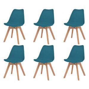 Krzesła 6 szt. sztuczna skóra lite drewno turkusowe