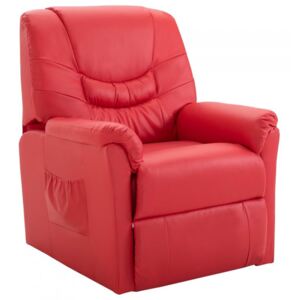Fotel rozkładany, czerwony, sztuczna skóra