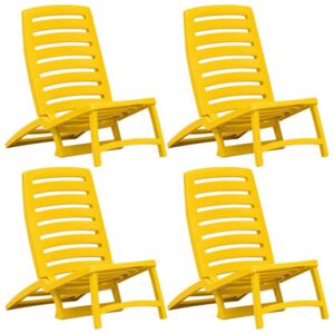 Składane krzesło plażowe, 4 szt., plastikowe, żółte