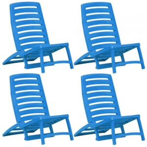 Składane krzesła plażowe, 4 szt., plastikowe, niebieskie