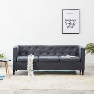 Sofa 3-osobowa w stylu Chesterfield, tkanina, szara