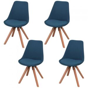 Krzesła do jadalni 4 szt. tapicerowane niebieską tkaniną