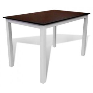 Stół z litego drewna, brązowo-biały, 110 cm