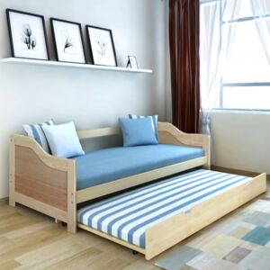 Wysuwane łóżko sosnowe/sofa 200x90 cm Naturalny kolor